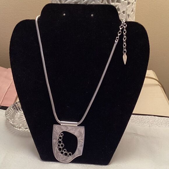 Vintage Whiting & Davis Brand Silvertone Geometric Statement Necklace - Picture 3 of 9